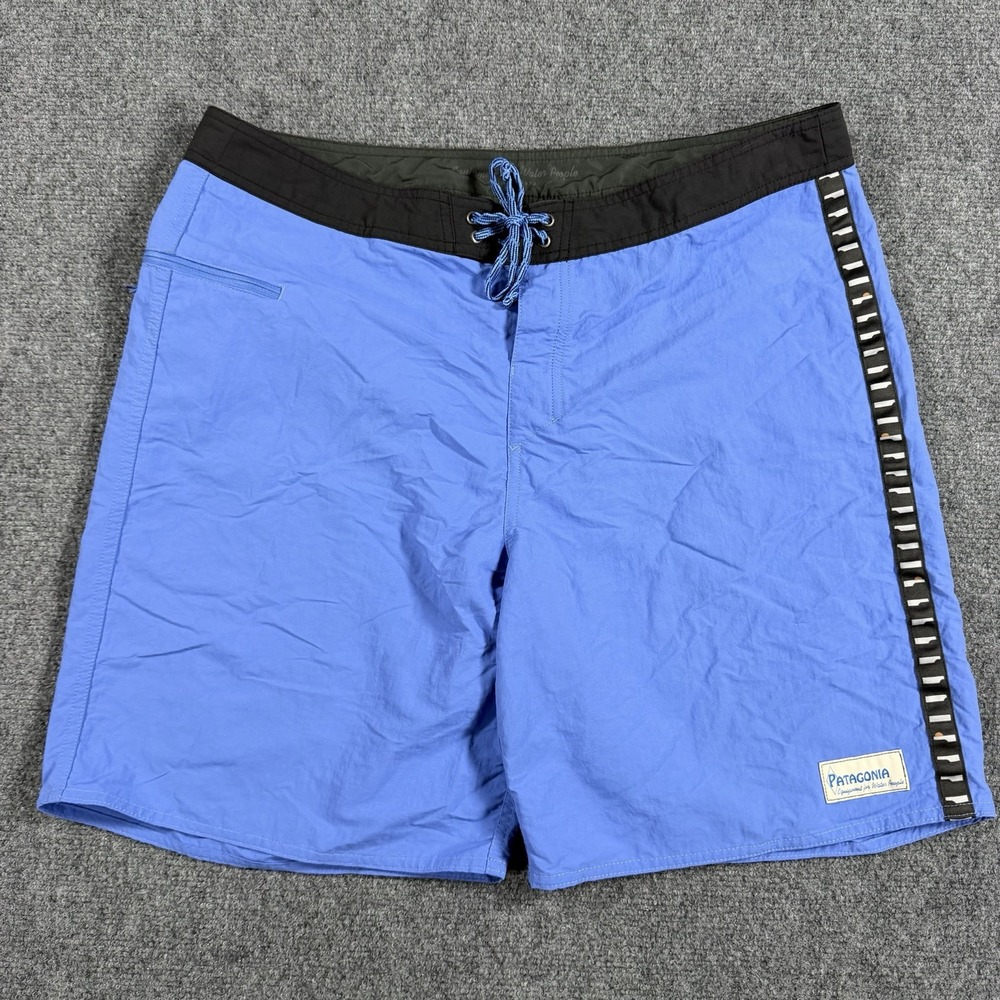 Patagonia Wavefarer Board Shorts Mens 36 Blue Drawstring Beach Nylon